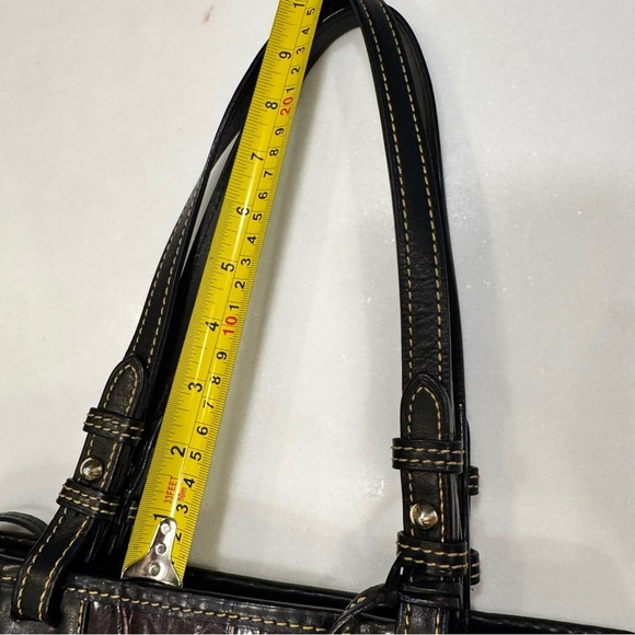 DOONEY & BOURKE CROC EMBOSSED COGNAC W/BLACK ACCENTS LEATHER TOTE SHOULDER BAG - Picture 13 of 16